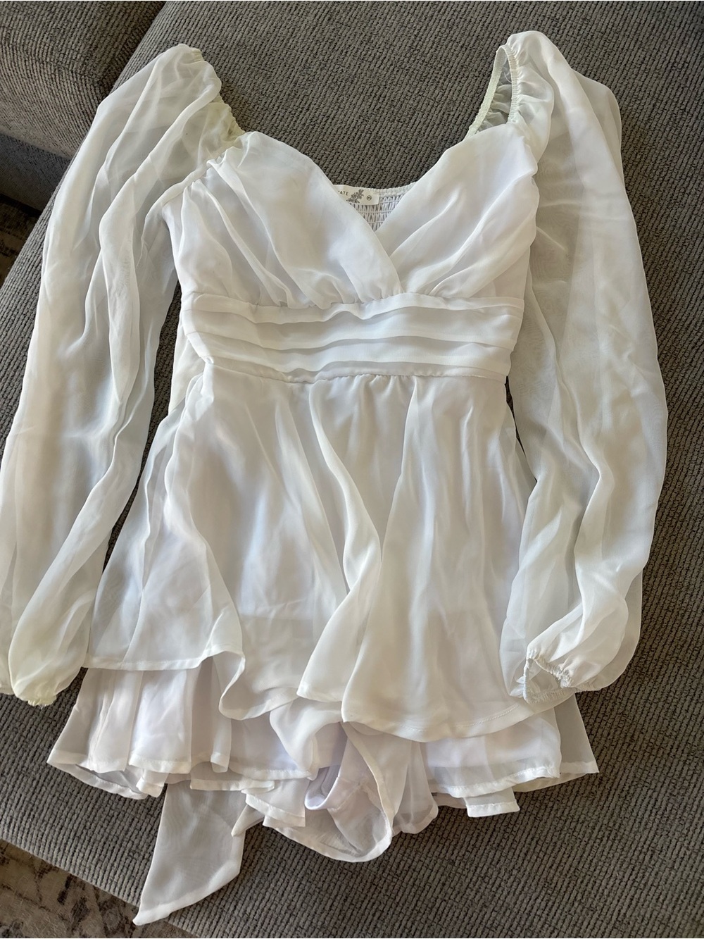 Altar'd State White Sheer Long-Sleeve Romper